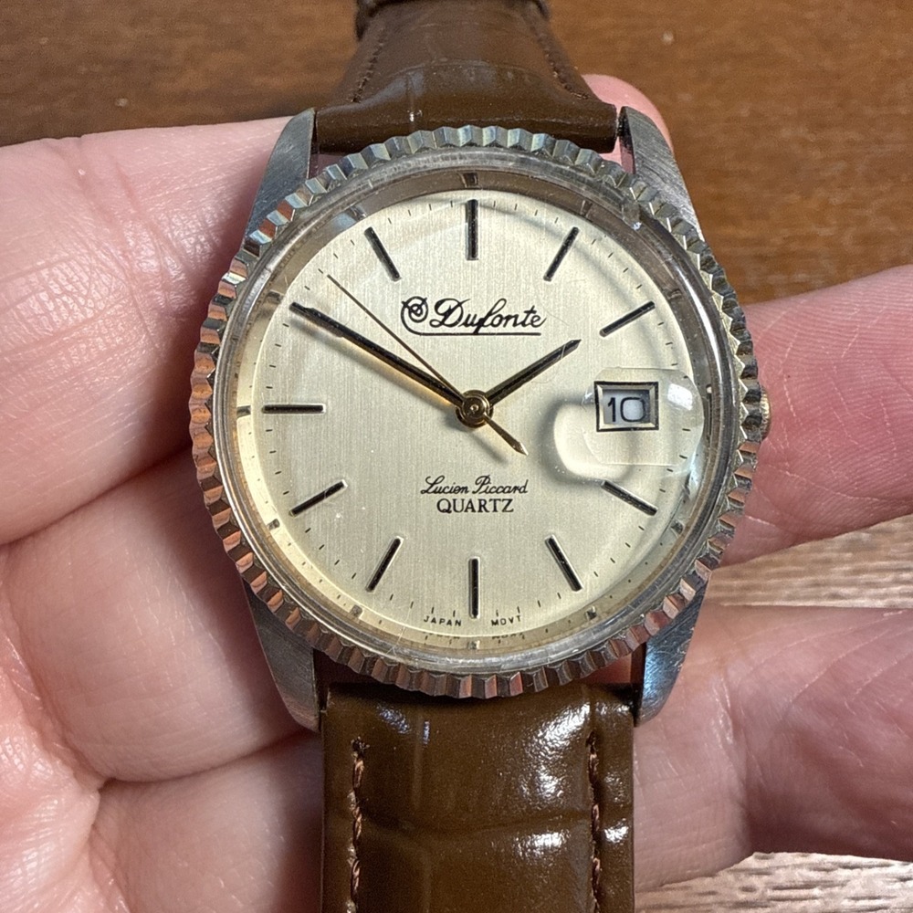 Vintage Dufonte Lucien Piccard Men's Watch Japan Qrtz Movt Oyster Style Working!